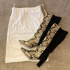 Good American Knee High Python Boots